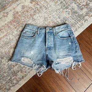Free People We the Free distressed denim cutoff shorts, size 26